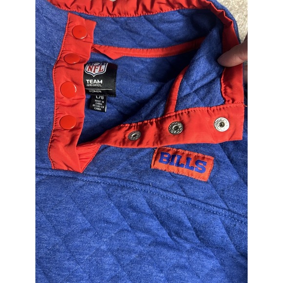 NFL Buffalo Bills Quarter Zip Pullover Size Large - Blue Soft Snap Buttons - Picture 2 of 3